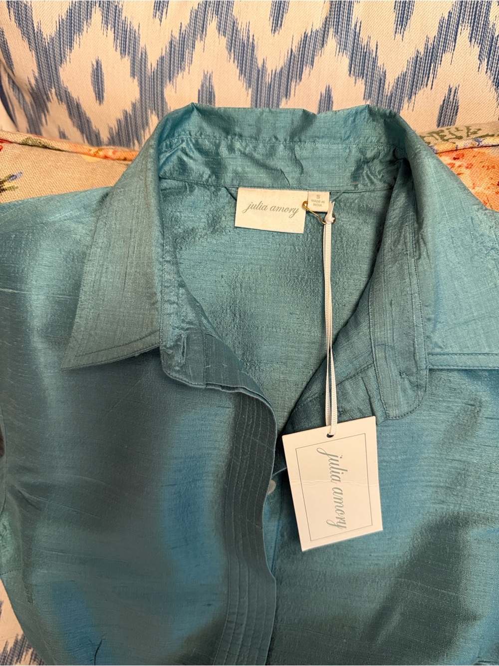 NWT Julia Amory Silk Dupioni Betty Dress in Ocean - Sz. Small - Picture 11 of 11
